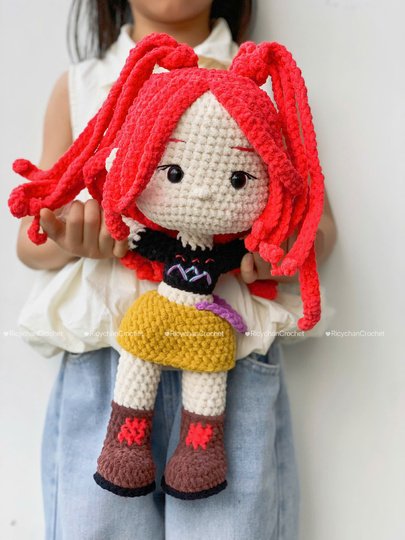 Pink Hair Kpop Idol Amigurumi Doll Pattern - PDF Tutorial in English only