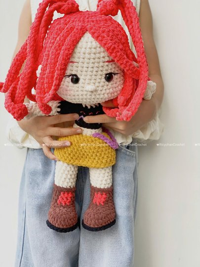 Pink Hair Kpop Idol Amigurumi Doll Pattern - PDF Tutorial in English only