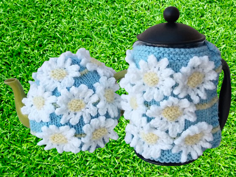 Daisy Chain Tea Cosy and Cafetiere Cosy Knitting Pattern