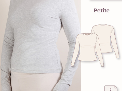 Long Sleeve Slim Fit Sewing Pattern with Extra Long Sleeves - Petite