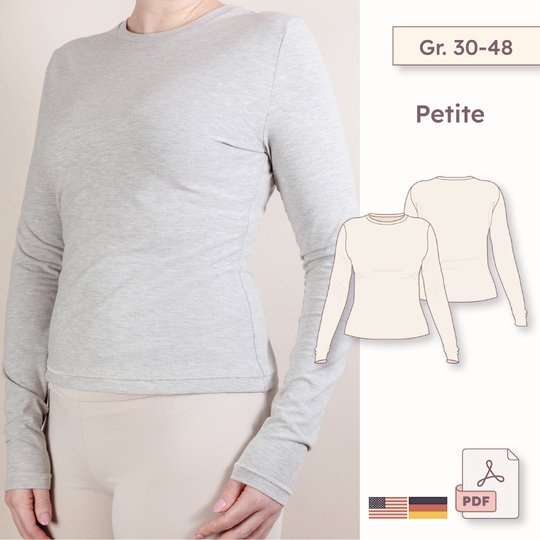 Longsleeve Schnittmuster Slim Fit mit extra langen Ärmeln - Petite