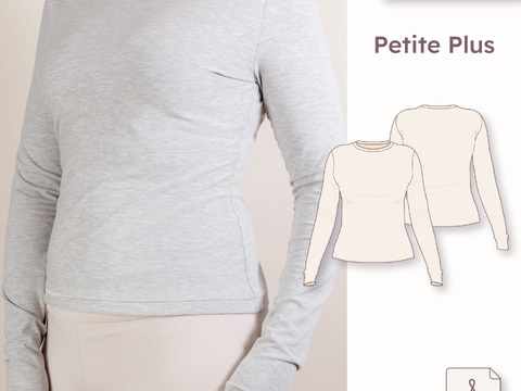 Longsleeve Schnittmuster Slim Fit mit extra langen Ärmeln - Petite-Plus