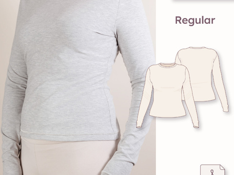 Long Sleeve Slim Fit Sewing Pattern with Extra Long Sleeves - Regular
