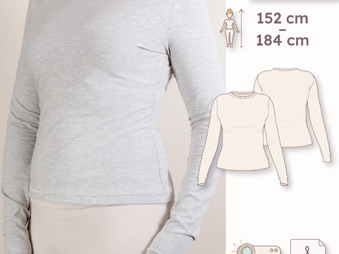 Long Sleeve Slim Fit Sewing Pattern with Extra Long Sleeves - Women