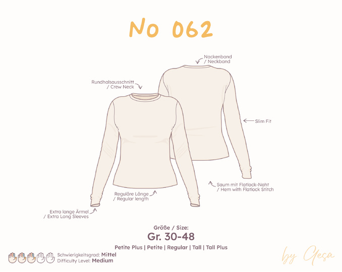Long Sleeve Slim Fit Sewing Pattern with Extra Long Sleeves - Women