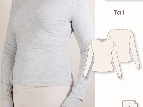 Longsleeve Schnittmuster Slim Fit mit extra langen Ärmeln - Tall