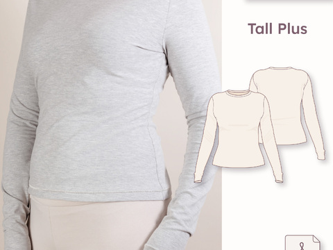 Longsleeve Schnittmuster Slim Fit mit extra langen Ärmeln - Tall-Plus