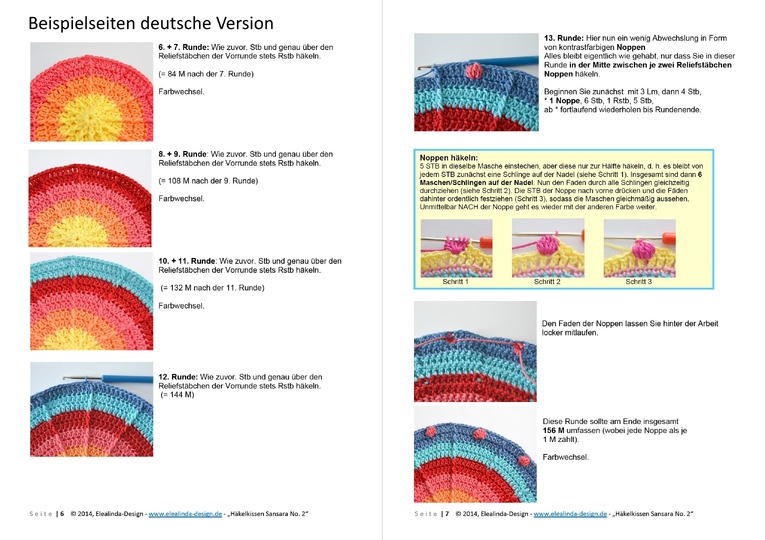 Häkelanleitung Kissen Sansara Häkelkissen mit Bommelborte