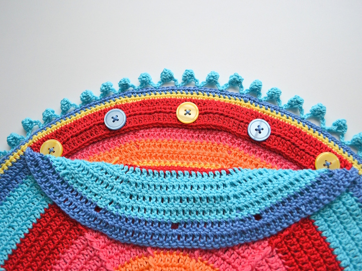 Round pillow Sansara with bobble border Crochet Pattern, complete crochet