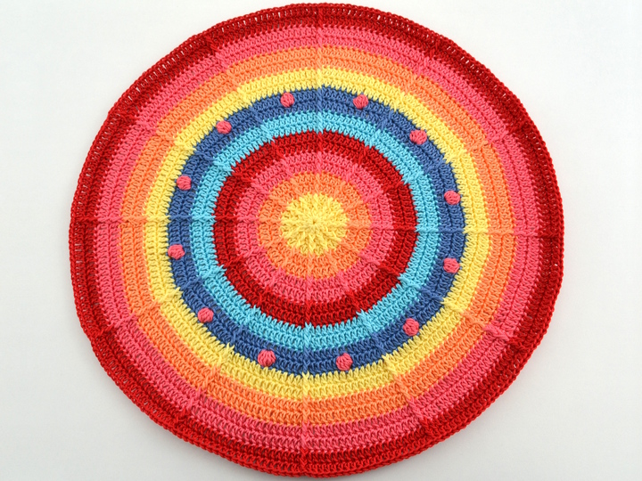 Round pillow Sansara with bobble border Crochet Pattern, complete crochet