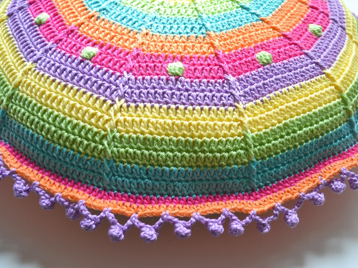 Round pillow Sansara with bobble border Crochet Pattern, complete crochet