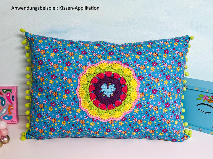 Crochet Pattern Heart Mandala, Boho Living Decor, Coaster with heart motif