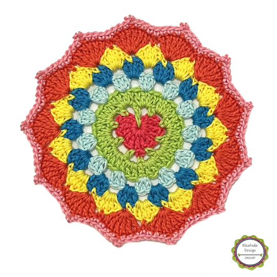 Crochet Pattern Heart Mandala, Boho Living Decor, Coaster with heart motif
