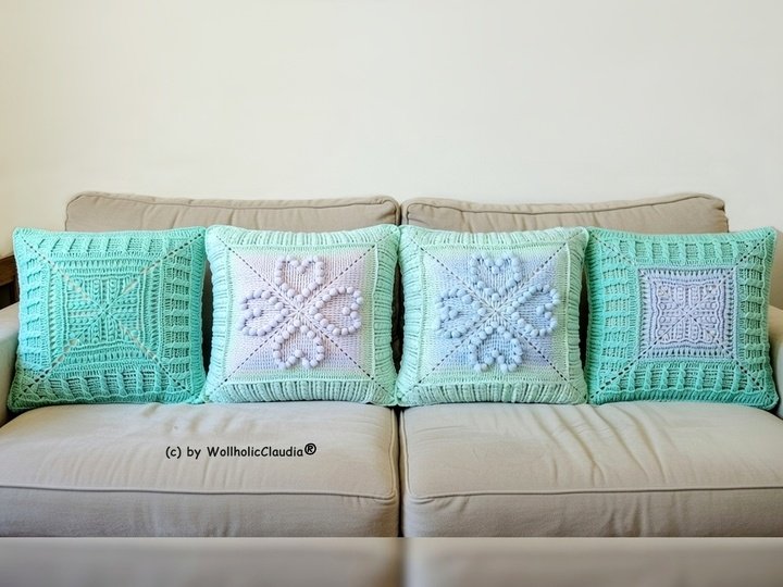 Häkelanleitung Kissen/ Kissenbezug "Herzstück" - passend zur Decke