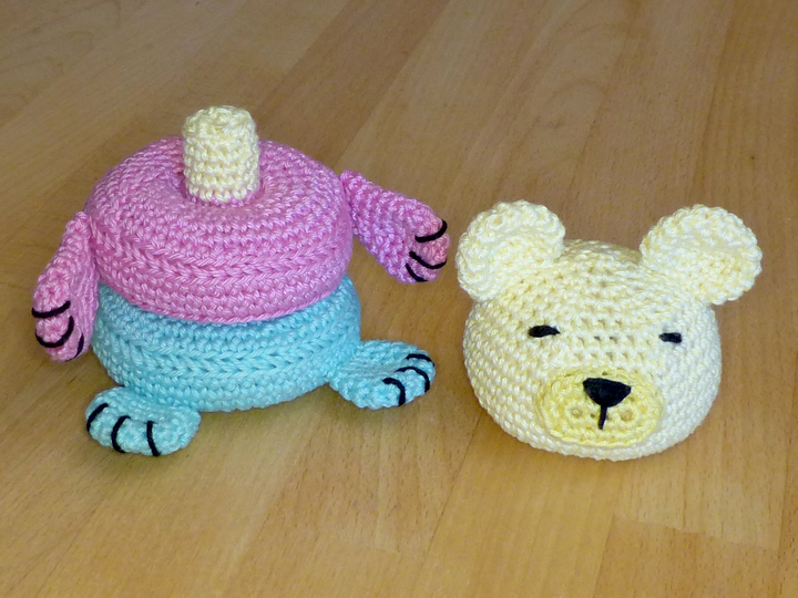 Häkelanleitung Steckspiel Bär, Motorikspielzeug für Kleinkinder