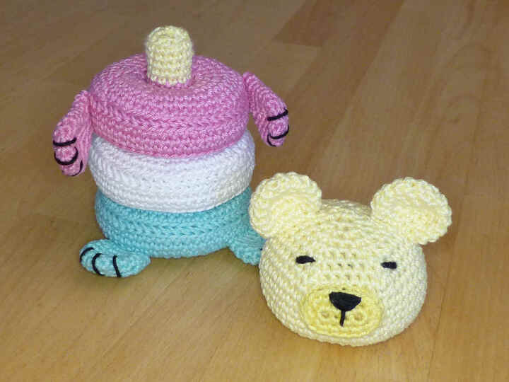 Häkelanleitung Steckspiel Bär, Motorikspielzeug für Kleinkinder