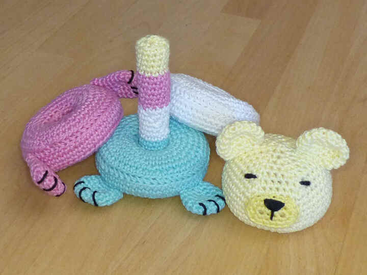Häkelanleitung Steckspiel Bär, Motorikspielzeug für Kleinkinder