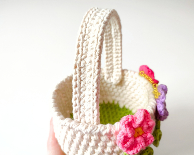 "Spring Flowers" Basket and Easter Eggs - Easter Crochet Pattern
