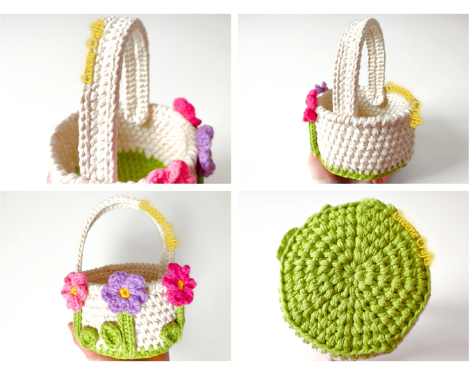 "Spring Flowers" Basket and Easter Eggs - Easter Crochet Pattern