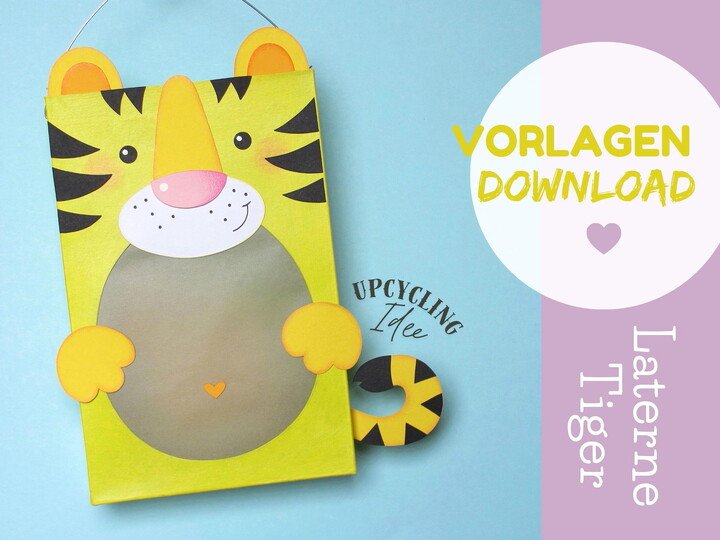 Bastelvorlage Martinslaterne Tiger - Upcycling-Idee für St. Martin