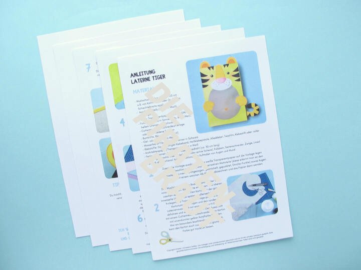 Bastelvorlage Martinslaterne Tiger - Upcycling-Idee für St. Martin