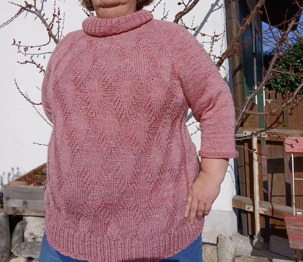 RVO-Zopfpullover "Maschengewusel" mit oder ohne Rollkragen, Gr. XS-XXXXXXL