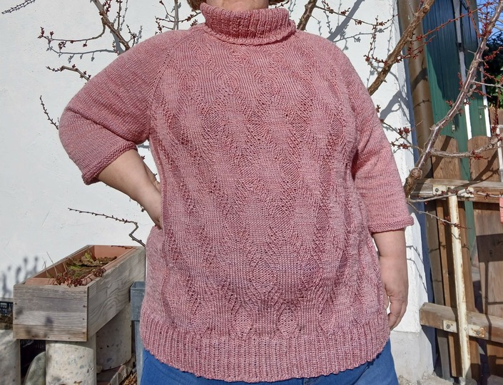 RVO-Zopfpullover "Maschengewusel" mit oder ohne Rollkragen, Gr. XS-XXXXXXL