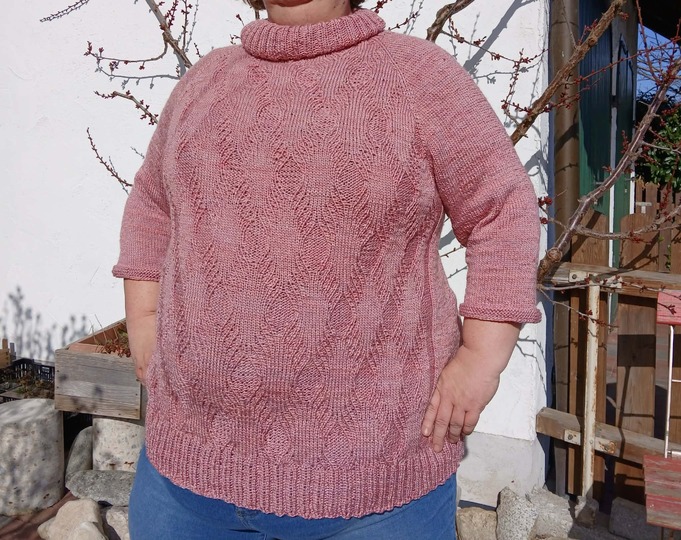 RVO-Zopfpullover "Maschengewusel" mit oder ohne Rollkragen, Gr. XS-XXXXXXL