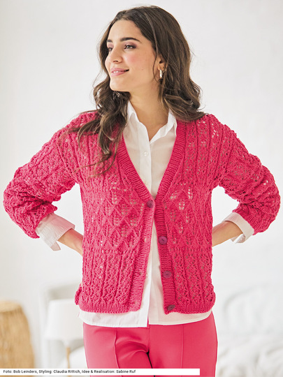 Jacke im Ajourmustermix