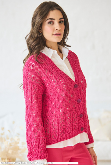 Jacke im Ajourmustermix