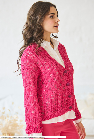 Jacke im Ajourmustermix