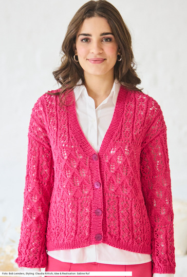 Jacke im Ajourmustermix