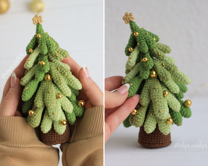 Fluffy Branchy Christmas Tree Crochet Pattern PDF
