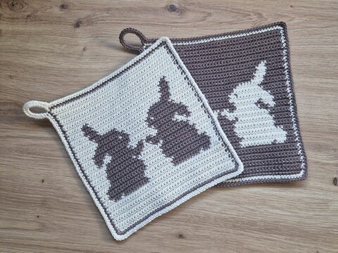 Häkelanleitung Topflappen "Hasen"