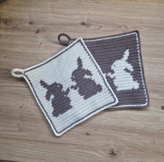 Häkelanleitung Topflappen "Hasen"