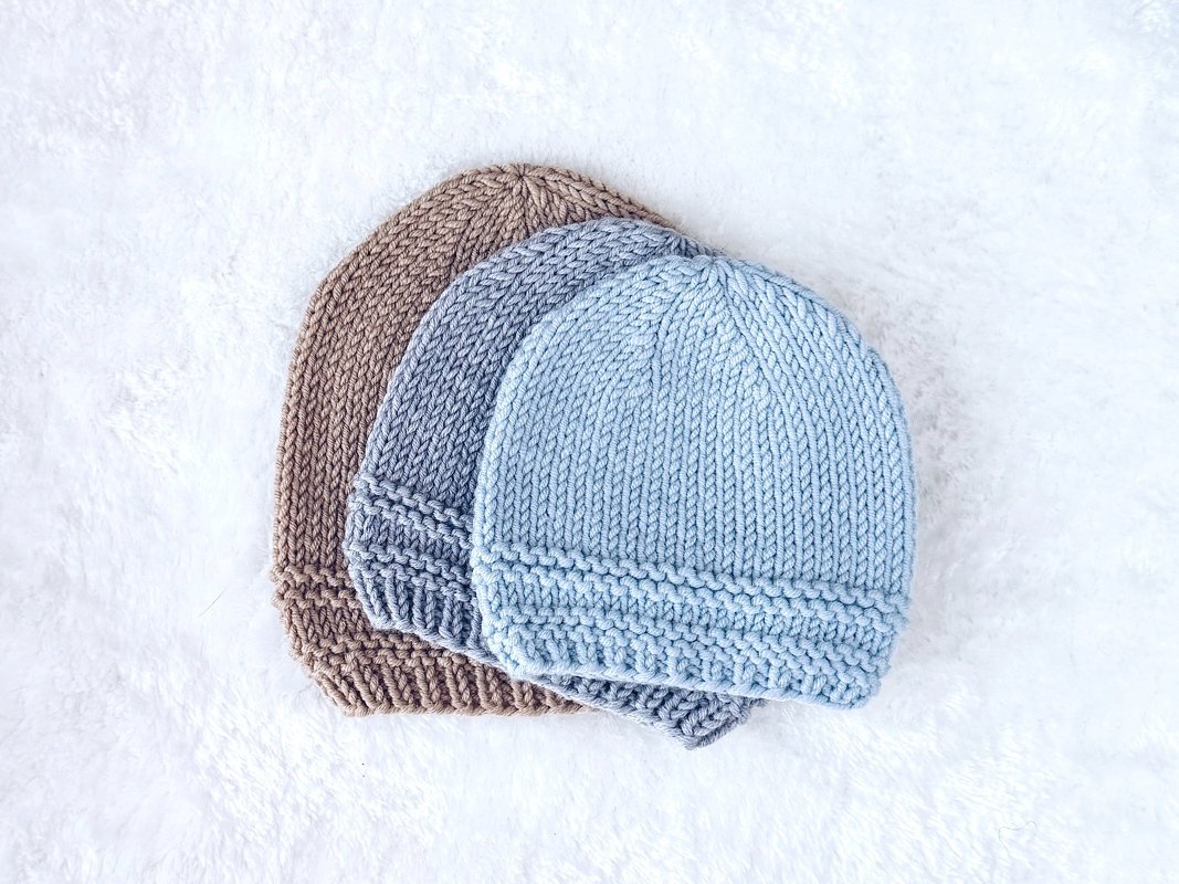 Very Easy Baby Beanie Knitting Pattern x 6 sizes (Preemie to 5 years)