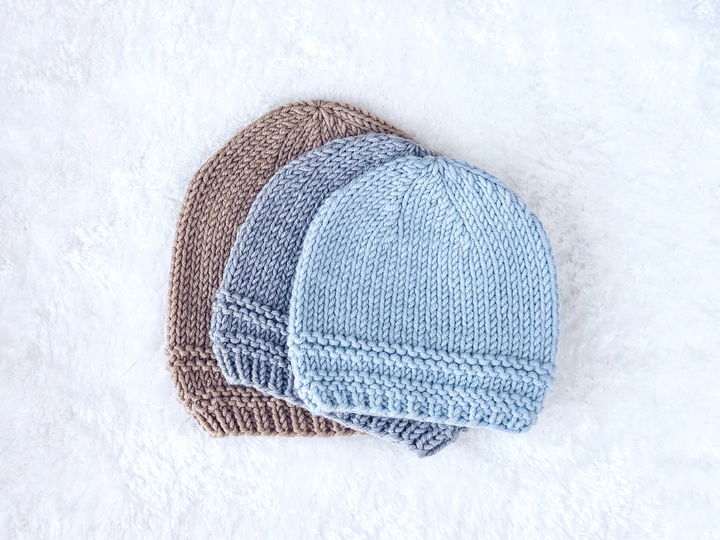Very Easy Baby Beanie Knitting Pattern x 6 sizes (Preemie to 5 years)