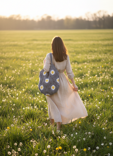 Häkelanleitung: Große Tasche aus Blumen-Granny-Squares