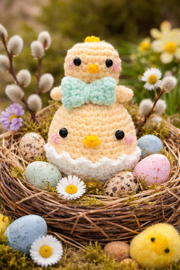 Oster–Glückskartoffel häkeln Amigurumi Küken Anleitung PDF