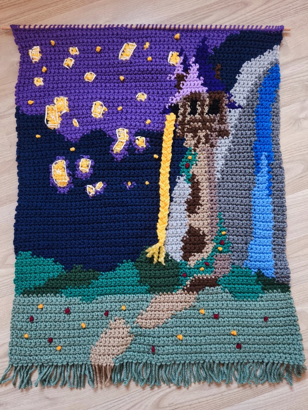 Crochet Pattern Wall Hanging “Fairy Tale Tower at Night” with Lanterns - Image 4