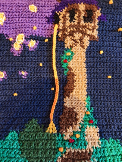 Crochet Pattern Wall Hanging “Fairy Tale Tower at Night” with Lanterns