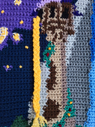 Crochet Pattern Wall Hanging “Fairy Tale Tower at Night” with Lanterns