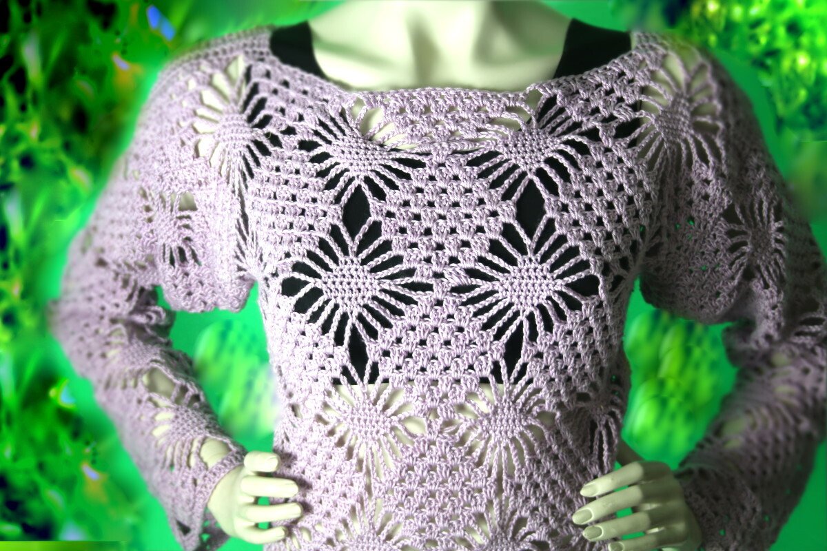 Diamond-Pattern Crocheted Shirt, Summer Festival Shirt No. 017 - Image 4