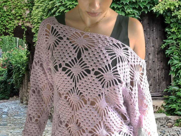 Rautenmuster gehäkeltes Shirt, Sommer Festival Shirt No. 017