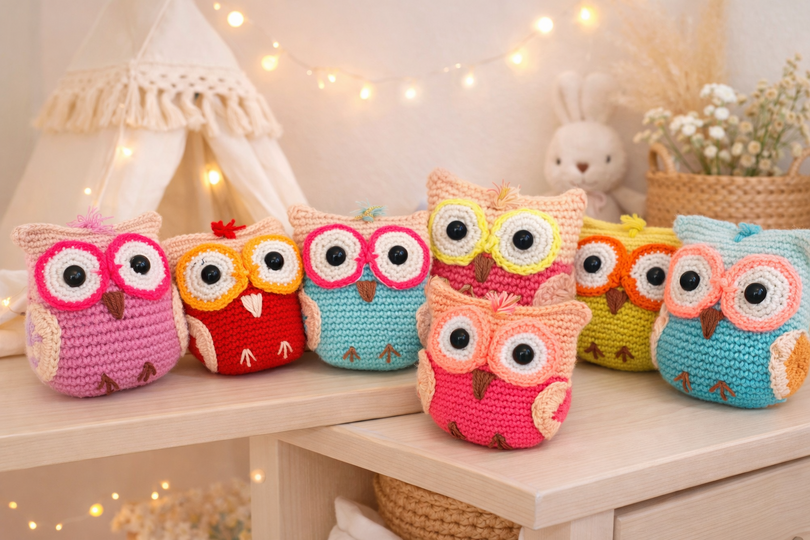 Owl & chick "Goldie" - Crochet pattern for Easter, decoration, DIY gift