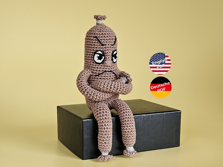 Häkelanleitung beleidigte Leberwurst – lustige Amigurumi Figur häkeln