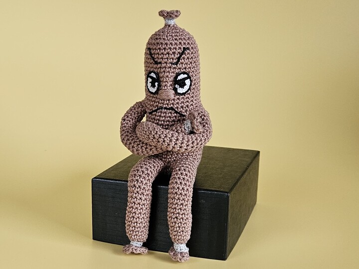 Häkelanleitung beleidigte Leberwurst – lustige Amigurumi Figur häkeln
