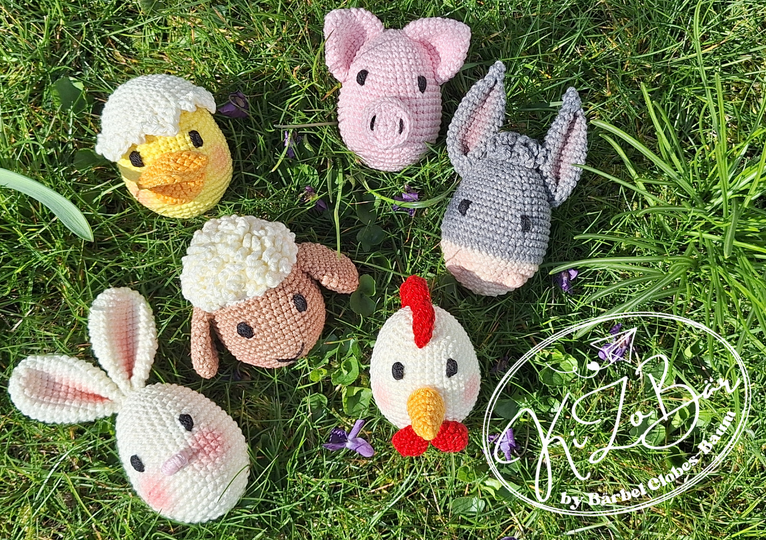 Eier-Bauernhoftiere - Häkelanleitung für niedliche Bauernhoftiere in Eiform