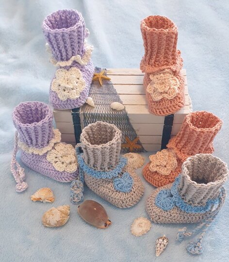 Häkelanleitung für Babyschuhe Joy / Größe 0 – 6 Monate