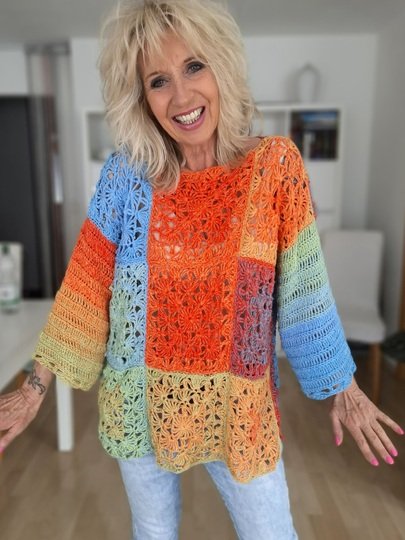 Marchy - Häkelanleitung für Jacke und Wendepulli im Patchworkstil